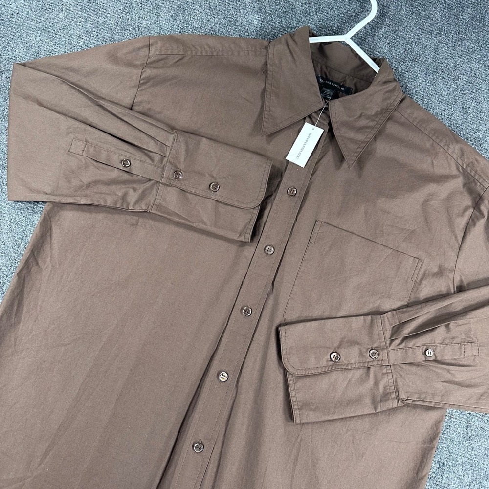 Banana Republic Button Down Shirt Womens M Medium Brown Oversized NWT